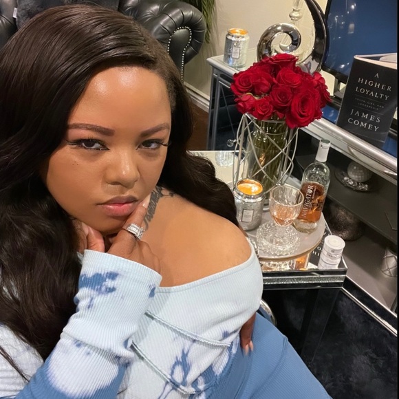 Caught In A Tie Dye Off-Shoulder Midi Dress - Blue/White - Picture 14 of 16